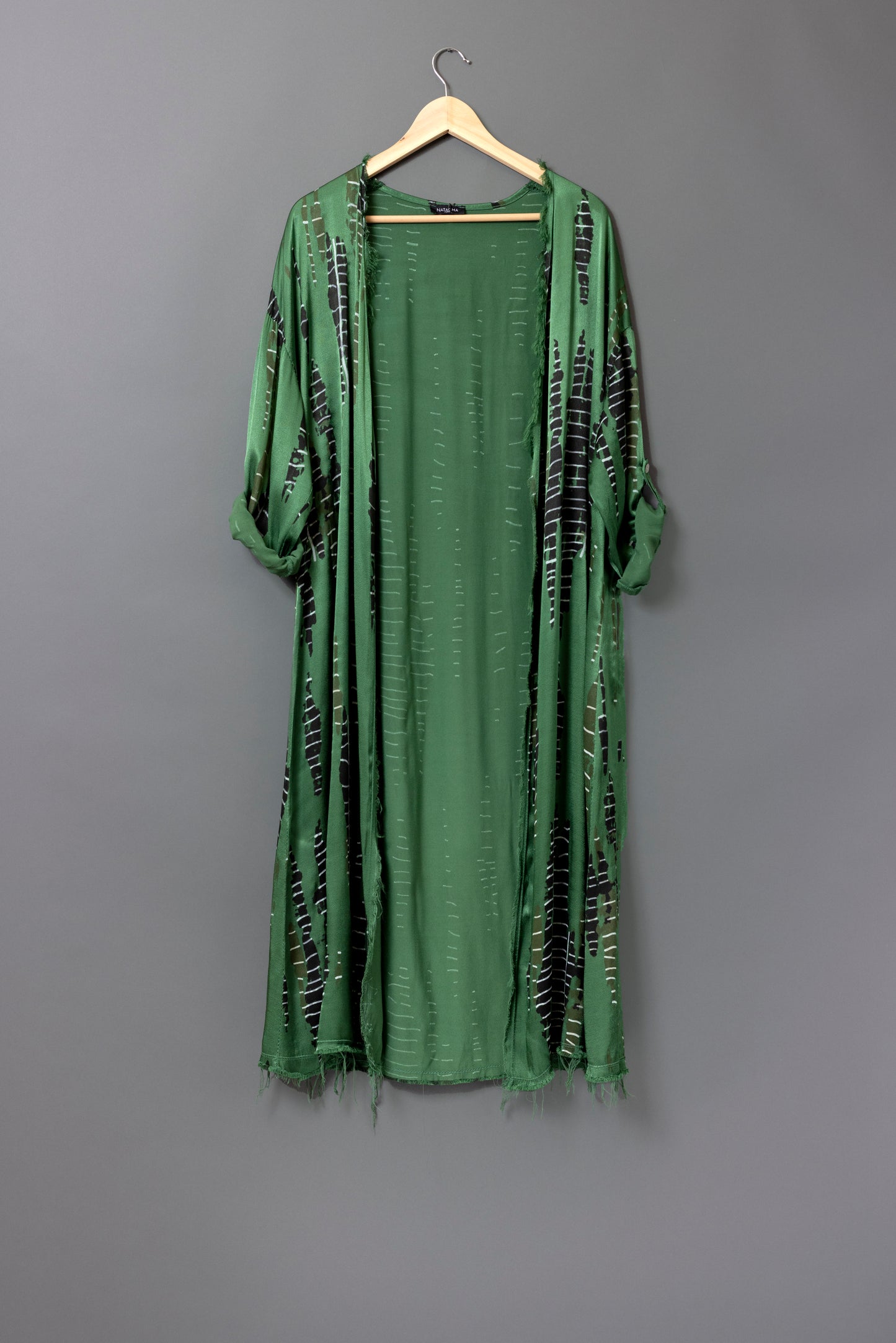 Kiomono verde combinación viscosa y seda